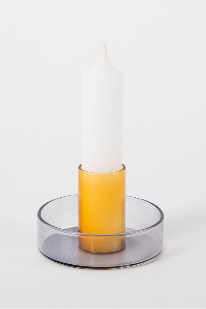 Grey Glass Candlestick-Block Design-softstore.co