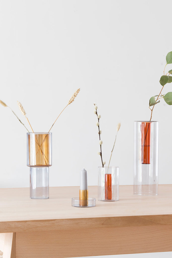 Stacking Grey Vase-Block Design-softstore.co